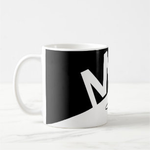 elegant Black & white split Monogram initials Coffee Mug