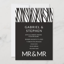 Elegant black white stripe typography gay wedding