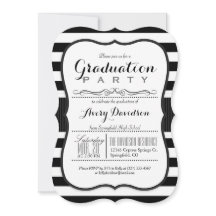 Elegant Black & White Stripes Graduation Party