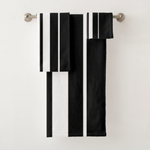 Elegant Black &White Stripes Pattern  Bath Towel Set
