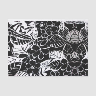 Elegant Black & White Stylised Flowers & Foliage Tissue Paper