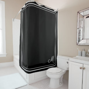 Elegant Black White Stylish Monogram  Shower Curtain