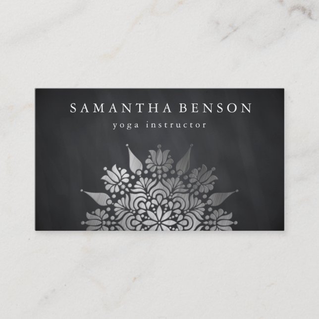Elegant Black & white Sun Logo Yoga Business Card (Front)
