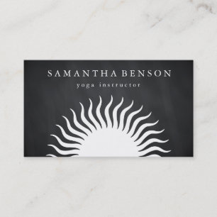 Elegant Black & white Sun Logo Yoga Business Card