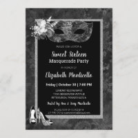 Elegant Black/White Sweet 16 Masquerade Party