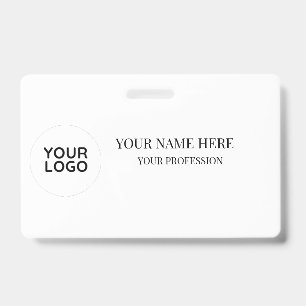 Elegant Black White Text Logo Profession Name ID Badge