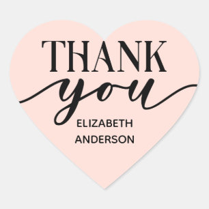 Elegant Black White Thank You Heart Sticker