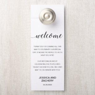 Elegant Black White Thank You Hotel Wedding Guests Door Hanger