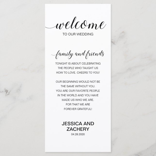 Elegant Black White Thank You to Wedding Guests Programme (Front)
