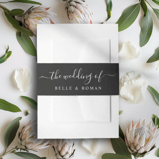 Elegant Black & White The Wedding Of Invitation Belly Band
