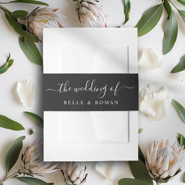 Elegant Black & White The Wedding Of Invitation Belly Band (Creator Uploaded)