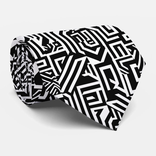 Elegant black white tiled pattern  tie (Rolled)