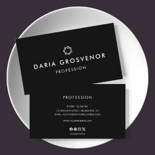 Elegant Black & White Transparent Logo Business Card