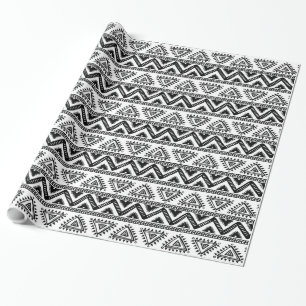 Elegant Black & White Tribal Pattern Wrapping Paper