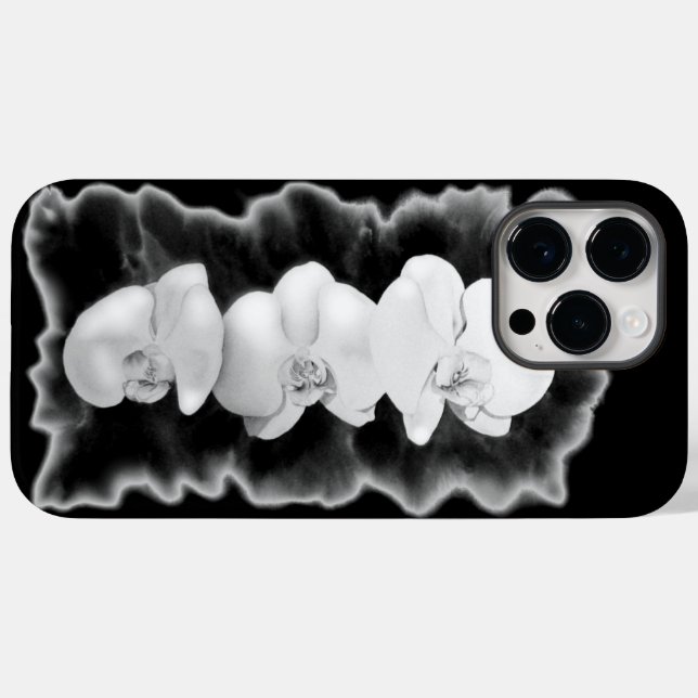 Elegant black white tropical orchids floral Case-Mate iPhone case (Back (Horizontal))