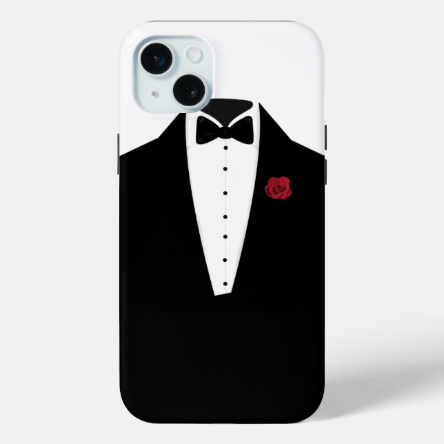 Elegant Black White Tuxedo Mens Case-Mate iPhone Case (Back)