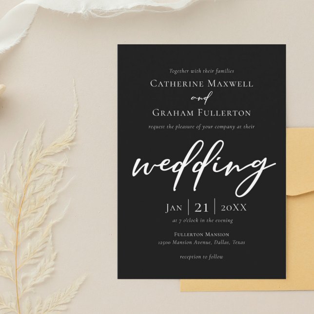 Elegant Black White Typography Minimalist Winter Invitation (Creator Uploaded)