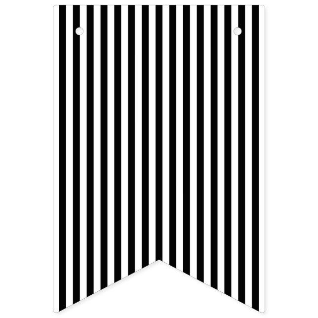 Elegant Black White Vertical Lines Geometric Bunting (First Flag)