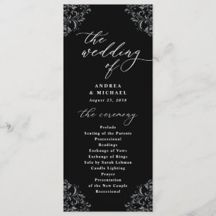 Elegant Black & White Vintage Classic Wedding Programme