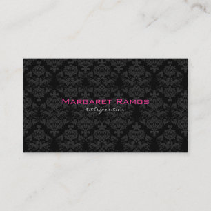 Elegant Black & White Vintage Floral Damask 7 Business Card