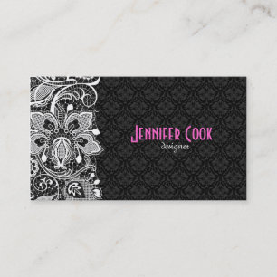 Elegant Black & White Vintage Lace & Damasks 2 Business Card