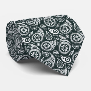 Elegant Black & White Vintage Paisley Pattern  Tie