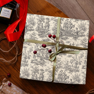 Elegant Black White Vintage Toile De Jouy Wrapping Paper