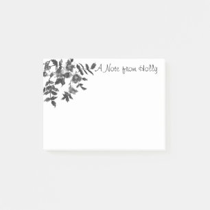 Elegant black white watercolor floral roses post-it notes