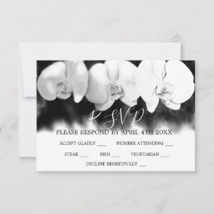 Elegant Black white watercolor orchids RSVP