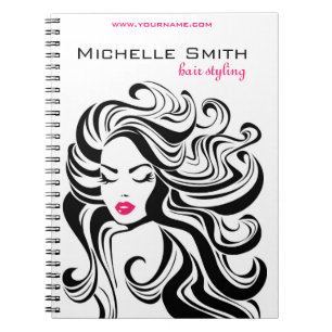 Elegant Black White Wavy Hairstyle Hair Extensions Notebook