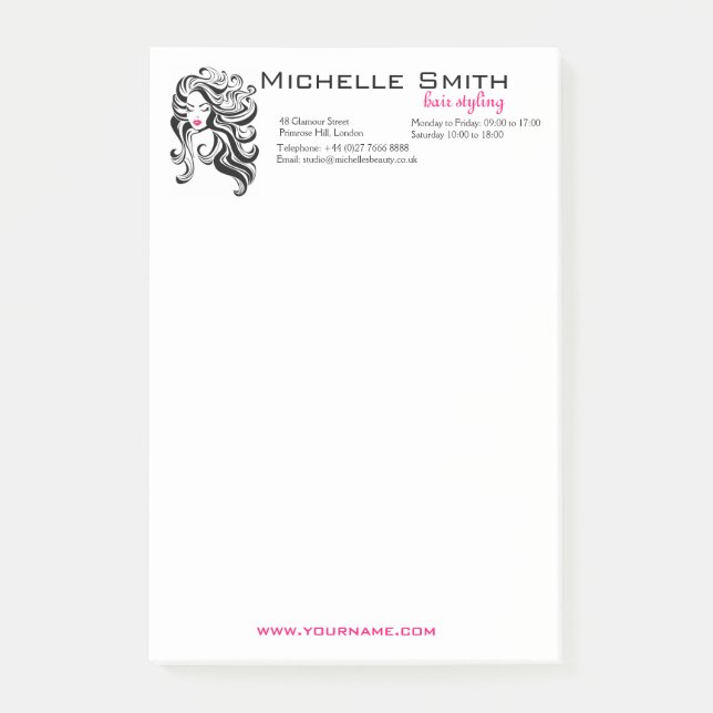 Elegant Black White Wavy Hairstyle Hair Extensions Post-it Notes (Front)