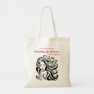 Elegant Black White Wavy Hairstyle Hair Extensions Tote Bag