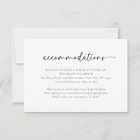 Elegant Black White Wedding Accommodations Card