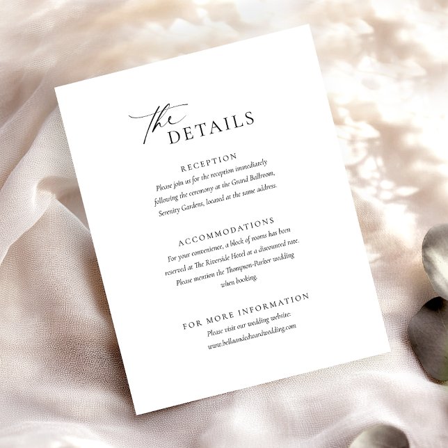 Elegant Black White Wedding Details Enclosure Card (Creator Uploaded)