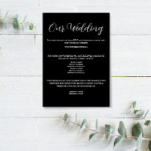 Elegant Black White Wedding Details Enclosure Card