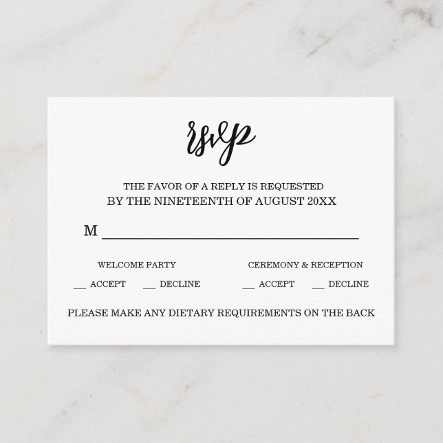 Elegant Black & White Wedding Enclosure Card (Front)