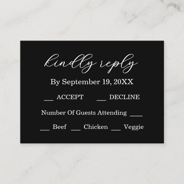 Elegant Black & White Wedding Enclosure Card (Front)