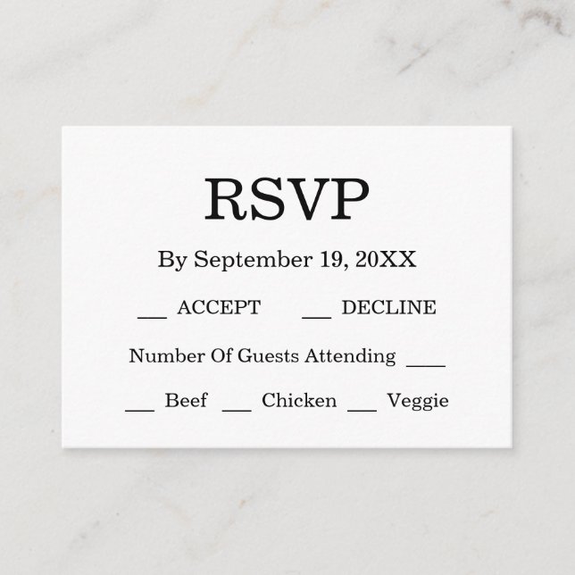 Elegant Black & White Wedding Enclosure Card (Front)
