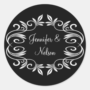 Elegant Black & White Wedding Envelope Seal