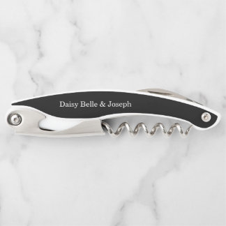 Elegant Black & White Wedding Favour Corkscrew