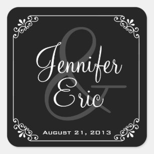 Elegant Black & White Wedding Favour Sticker
