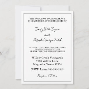 Elegant Black & White Wedding Invitation
