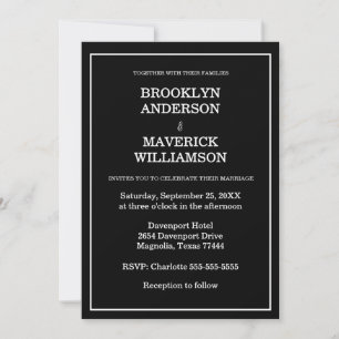 Elegant Black & White Wedding Invitation