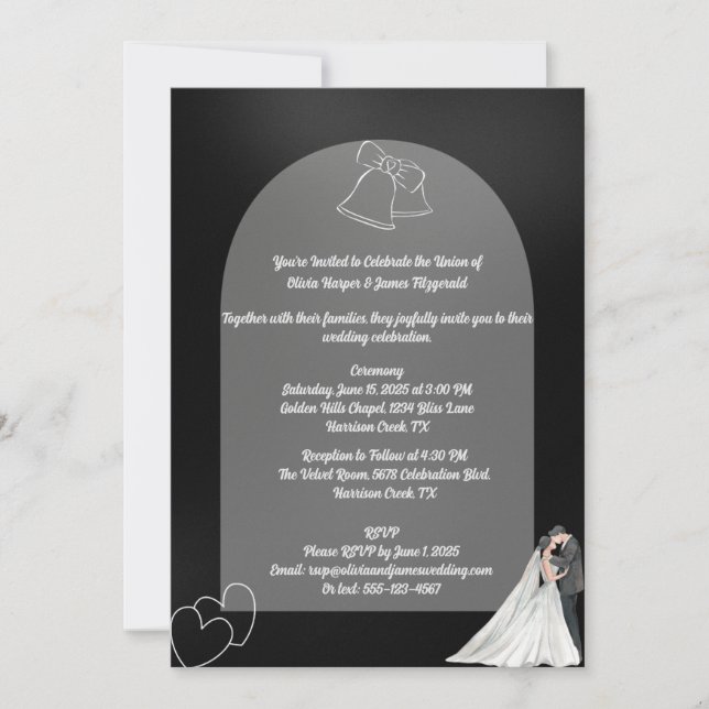 Elegant Black & White Wedding Invitation  (Front)