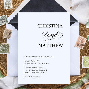 Elegant Black White Wedding Invitation