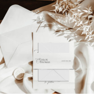 Elegant Black & White Wedding Invitation Invitation Belly Band