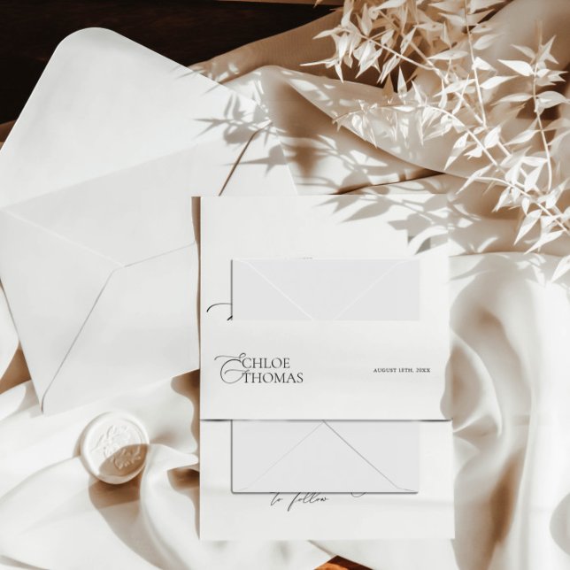 Elegant Black & White Wedding Invitation Invitation Belly Band (Elegant Black & White Wedding Invitation Invitation Belly Band)