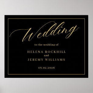Elegant Black & White Wedding Invitation Poster