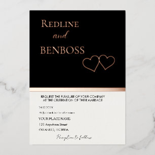 Elegant Black & white Wedding Invitation Rose Gold