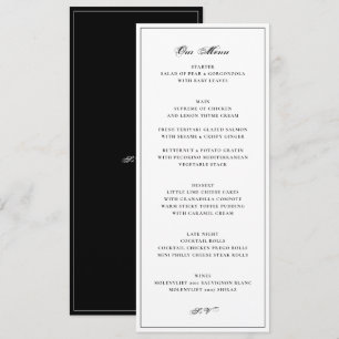 Elegant Black White Wedding Menu